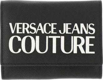 Versace Jeans Couture Tactiele Logo Portemonnee - Saffiano Leer - Heren - Portefeuilles - Zwart - ONE Size - Leer - Accessoires