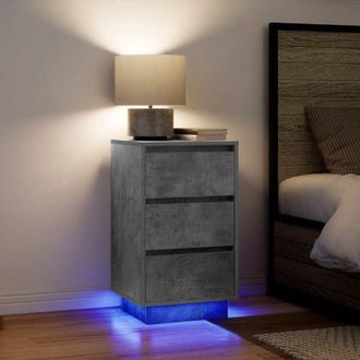 vidaXL Comodino con Luci led Grigio Cemento 38x34x65 cm Vidaxl