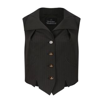 Vivienne Westwood Vests, female, Black, Size: XS Pinstripe Tailored Vest