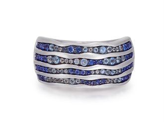 LuvMyJewelry Maverick Surfer Sapphire & Topaz Sterling Silver Band Ring