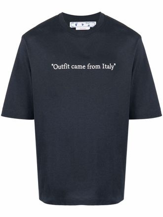 Off-white logo-print cotton T-shirt - men - Cotton - S - Blue