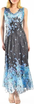 Komarov Blue Floral Border Print Maxi Dress in Blue Hydrangea at Nordstrom, Size X-Large