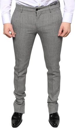 Dolce & Gabbana Grijze Tartan Wol Skinny Broek - Heren - Slim Fit Broeken - Grijs - M - Wol - Broeken