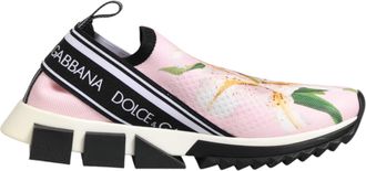 Dolce & Gabbana Roze Bloemige Sorrento Lage Sneakerschoenen