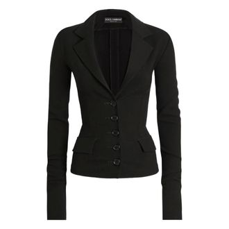 Dolce & Gabbana Blazers, female, Black, Size: L Single-breasted wool canvas jacket