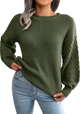 Generic Green Jumper Baggy Jumpers For Women Uk Wearable Comfy-Fine Knit Jumpers For Women Uk Thermal Fleece Crochet Jumper For Women Uk Fleece Jumpers For Wo