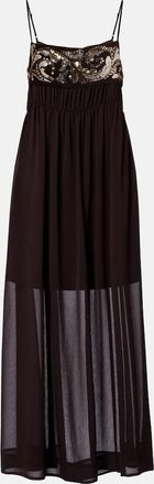 Xu Zhi Abito lungo in chiffon con paillettes