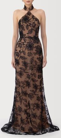 Sau Lee Adelaide Beaded Sheer Detail Gown in Black at Nordstrom, Size 10