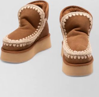 Mou suede leather platform slippers