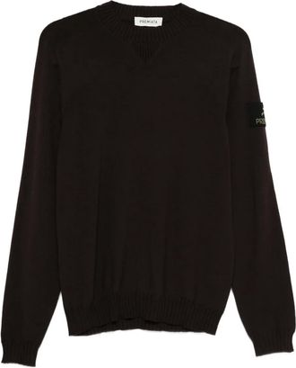 Premiata Maglione girocollo con logo - Marrone