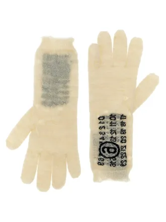 Maison Margiela Numeric Signature Jacquard Gloves - ivory