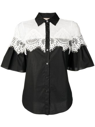 Twin-Set lace panel shirt - Black
