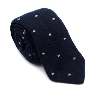 Roda Navy Knitted Polka Dot Tie