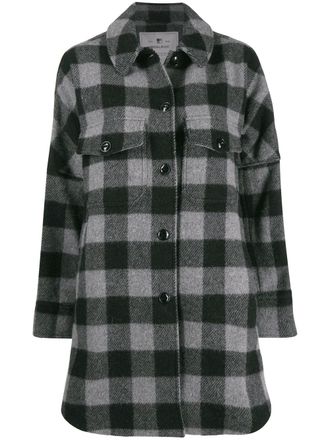 Woolrich check single-breasted coat - women - Polyamide/Acrylic/Cotton/Mohair/Wool - S - Grey