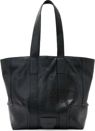 AllSaints Ares Grain Leather Open Tote Bag in Black at Nordstrom
