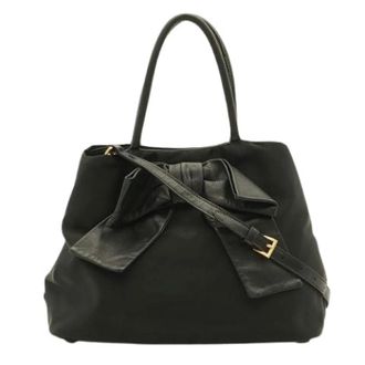Prada Pre-owned Logo Jacquard Nylon 2way Bag - Dames - Vintage Handtas - Zwart - ONE Size - Nylon - Vintage