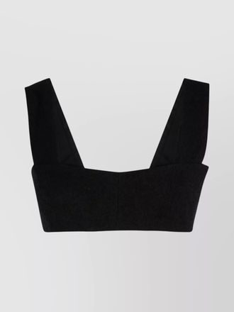 Patou cotton blend tweed cropped sweetheart neckline bralette