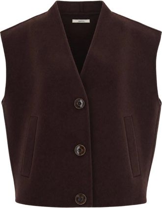 Sessun Gilet con collo a scialle - - Jackets - Donna - Marrone - S