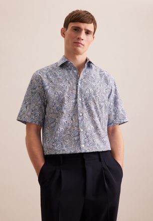 Seidensticker Businesshemd SEIDENSTICKER Comfort, Herren, Gr. 3XL47, normale &Auml;rmell&auml;ngen, blau, 100% Baumwolle, gebl&uuml;mt, comfort fit, gerader Abschluss, Hemden Busi