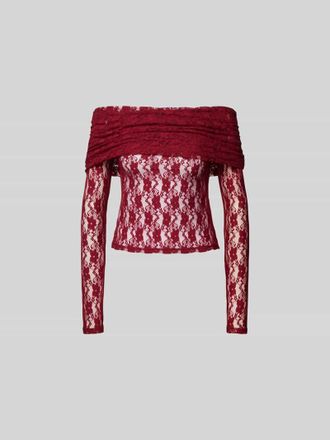 Rotate Longsleeve in semitransparentem Design in Bordeaux, Gr&ouml;&szlig;e 34