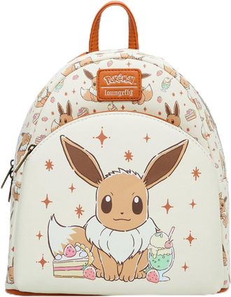 Hot Topic Pokémon Eevee Desserts Mini Backpack - Loungefly Faux Leather Bag with Allover Eevee & Dessert Print, Adjustable Straps, Front Zipper Pocket for Women