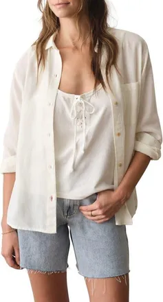 Marine Layer Jane Relaxed Fit Button-Up Shirt in Antique White at Nordstrom, Size X-Large