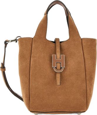 Hogan Warm Brown Suede H-Clasp Handbag
