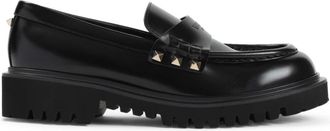 Valentino Garavani Schoenen, Dames, Zwart, 36 EU, Leer, Leren loafers