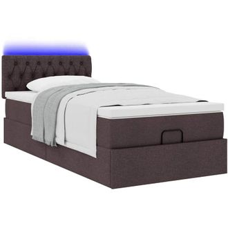 vidaXL Cama Otomana Con Colch&oacute;n Marr&oacute;n Oscuro 100x200 Cm Tela Vidaxl
