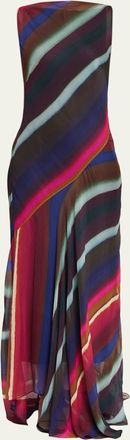 Christopher John Rogers Louie Striped Cowl Low Back Maxi Dress