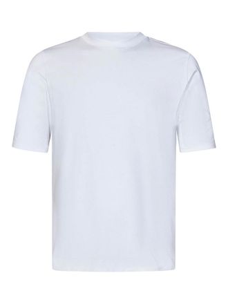 Malo Short-Sleeved Crewneck White Stretch Cotton J