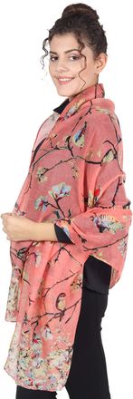World of Shawls Winter Christmas Robin Bird Print Girls Lady Women Colorful Long Cute Scarf Wraps Shawl Soft Scarves Maxi (151 Peach)