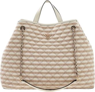 Guess Giully Shopper - Dames - Shoppers - Beige - ONE Size - Katoen - Tassen