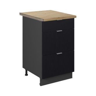 Vicco Mueble Bajo De Cocina Fame-line, Rayas Negras, 50 Cm, Et Roble
