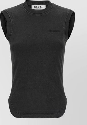 The Attico reese crew neck sleeveless top curved hem
