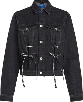 Karl Lagerfeld Denim jack met vetersluiting - Dames - Spijkerjassen - Zwart - S - Denim - Jassen