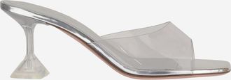 Amina Muaddi Grey Transparent Heels
