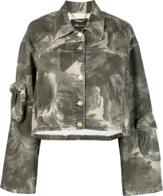 Blumarine abstract-print jacket - women - Cotton/Elastane/Cotton - 42 - Grey