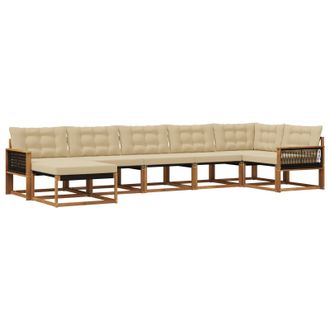 vidaXL Conjunto De Sof&aacute;s De Exterior Con Coj&iacute;n 7 Pcs Natural Y Beige Vidaxl