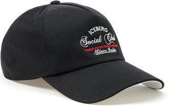 Iceberg Cotton Gabardine Baseball Cap - Heren - Petten - Zwart - ONE Size - Katoen - Accessoires