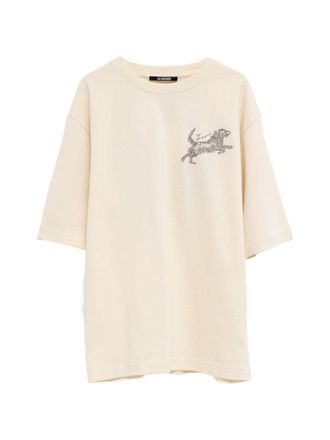 Jacquemus Loose-Fitting Short-Sleeved T-Shirt with Embroidered Dog Design