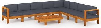 vidaXL Vidaxl - Muebles De Jard&iacute;n 9 Pzas Con Cojines Madera Acacia Gris Oscuro