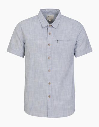 Mountain Warehouse Mens Mountain Warehouse Mens Coconut Slub Short-Sleeved Shirt - Blue - Size: 46/Regular