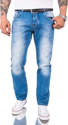 Rock Creek RC-2091 Mens Jeans Trousers Denim Blue Straight Cut Straight Leg, Light Blue - Rc-3101, 34 W/34 L