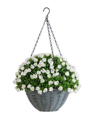 Nearly Natural 22In Uv-Resistant Artificial Mini Rose & Aptenia Hanging Basket (Indoor/Outdoor)