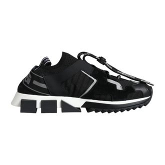 Dolce & Gabbana Zwarte Mesh Trekking Sneakers met Geribbelde Zool - Dames - Sneakers - Zwart - 43 EU - Katoen - Schoenen