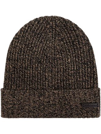 Dolce & Gabbana logo-patch ribbed-knit beanie - Brown