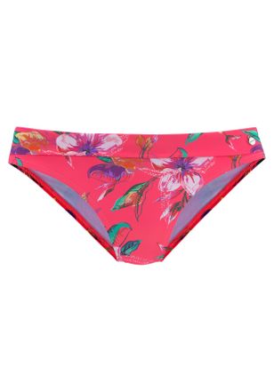 Lascana Bikini-Hose LASCANA Malia, Damen, Gr. 36, N-Gr, rot (rot bedruckt), Microfaser, Microfaser, Polyamid, bedruckt, floral, Badehosen Bikini-Hose, mit Ums