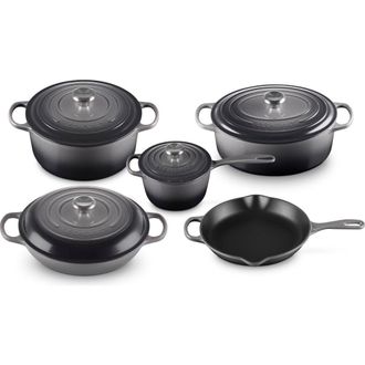 LE CREUSET Signature 9-Piece Enameled Cast Iron Set in Oyster at Nordstrom