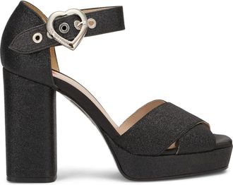 Moschino Schoenen, Dames, Zwart, 40 EU, Katoen, Sandaal met plateauzool en hoge hak